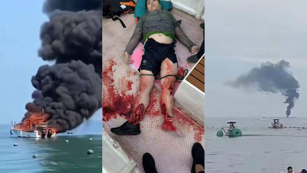 山东威海海钓观光船起火酿惨剧 麻子港码头休闲船火光冲天全船烧毁 船上5人1死4伤跳海逃生 螺旋桨划破双腿血肉模糊！封面图