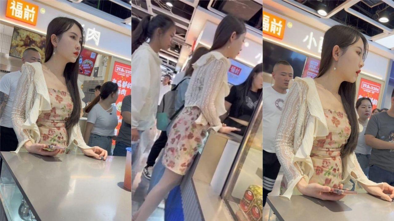 偷拍大神抄底包臀裙性感少妇 身穿肉色丝袜叉开玉腿买奶茶 发现被偷拍后主动露出小穴发骚！封面图