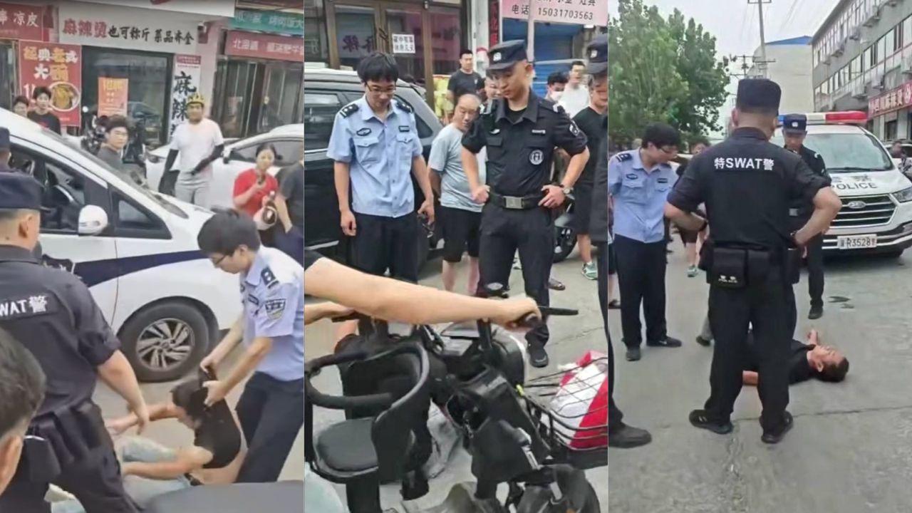 俩小伙街头斗殴秒变袭警大戏！辣椒水伺候还劫人质！嚣张演足犯罪片主角！封面图