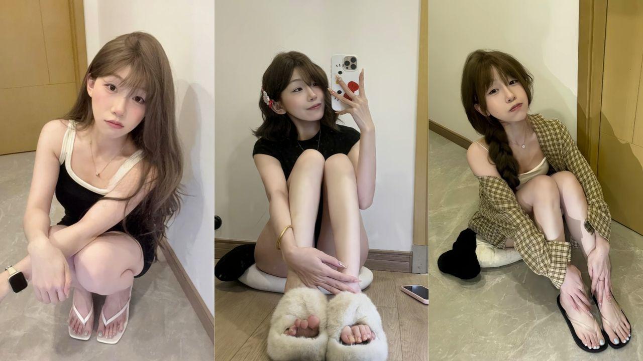 抖音极品嫩妹别拔虎牙金主定制舔脚足交吞袜私拍流出 绝美玉足诱惑无比 足控党这下有福了！封面图