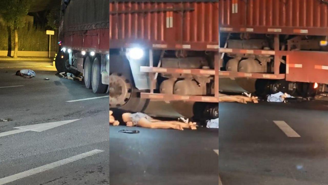 深夜街头 精神小伙 张强 骑鬼火摩托载两名小妹狂飙 迎面撞上巨型货车 摩托车粉碎 碎片散落 一名小妹被卷入车轮当场身亡封面图