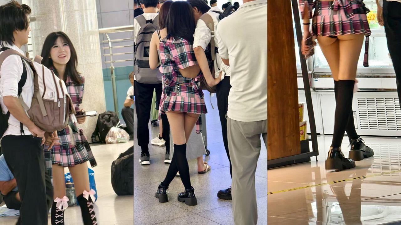 山东潍坊车站超短裙妹子大胆露出 齐逼裙摆屁股全漏 允许路人摸私处！封面图