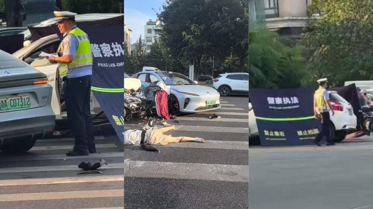 诸暨市十字路口惨烈车祸 日产蔚来电动车三车相撞 网传两人当场死亡 现场视频引热议！封面图
