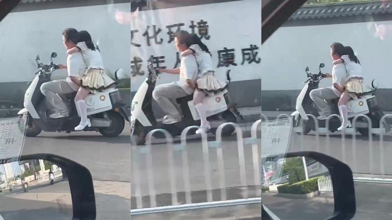 电动车居然也能车震 白丝百褶裙妹子马路上被扣逼 小伙一手骑车一手抠逼 这操作是真的骚！封面图