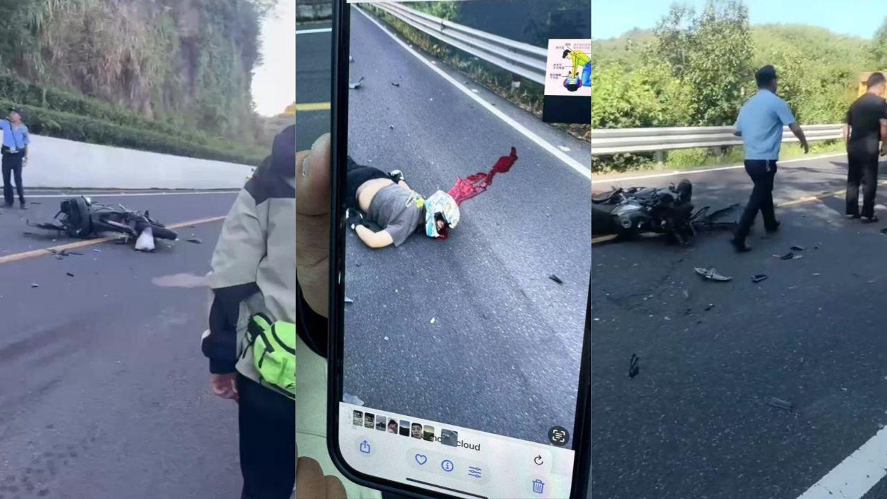 浙江宁波四明山车祸 16岁少年无证骑春风250 超速狂飙撞稀巴烂 现场血流一滩！封面图