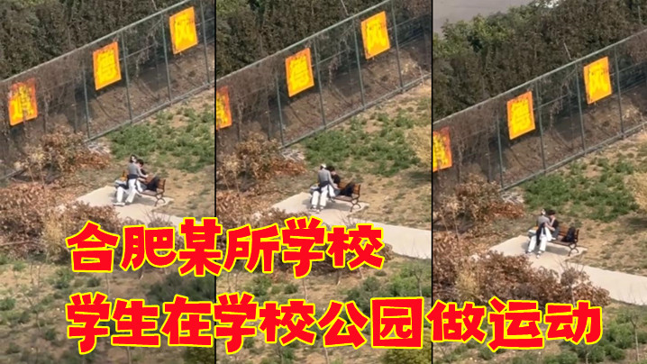 合肥某所学校，学生在学校公园做运动。春天来了封面图