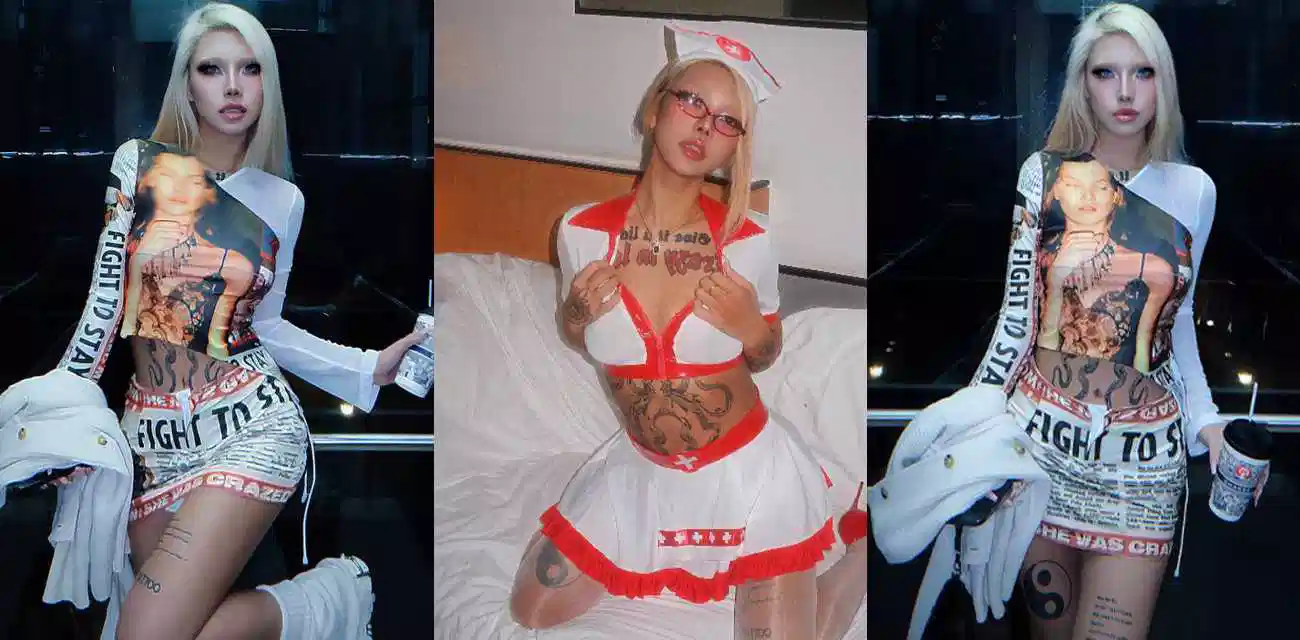 抖音女网红【钢筋混凝土】与金主私密视频流出，金发纹身妹骚逼颜射吐射，彻底沦为风骚母狗封面图