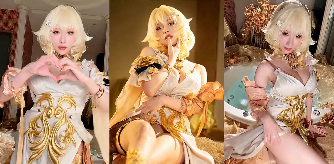 极品福利姬【雨波HaneAme】最新COS阿格莱雅写真流出，完美身材前凸后翘极致抖奶骚劲十足封面图