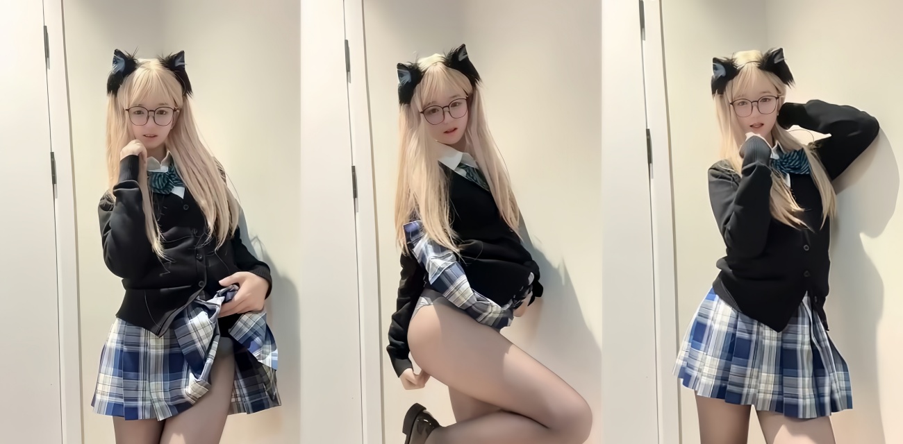 抖音高颜值双马尾萝莉【草原一只花】露脸私拍擦边福利流出，JK黑丝肥美蜜桃臀性感姿态撩拨神经封面图